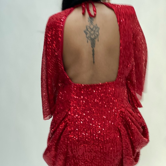 Ellae Lisque Center of Attention Sequins Dress- Red - Picture 4 of 4